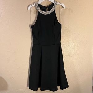 Black Rhinestone Halter Dress